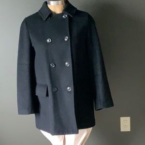 Gap double breast black unlined coat. Size Large